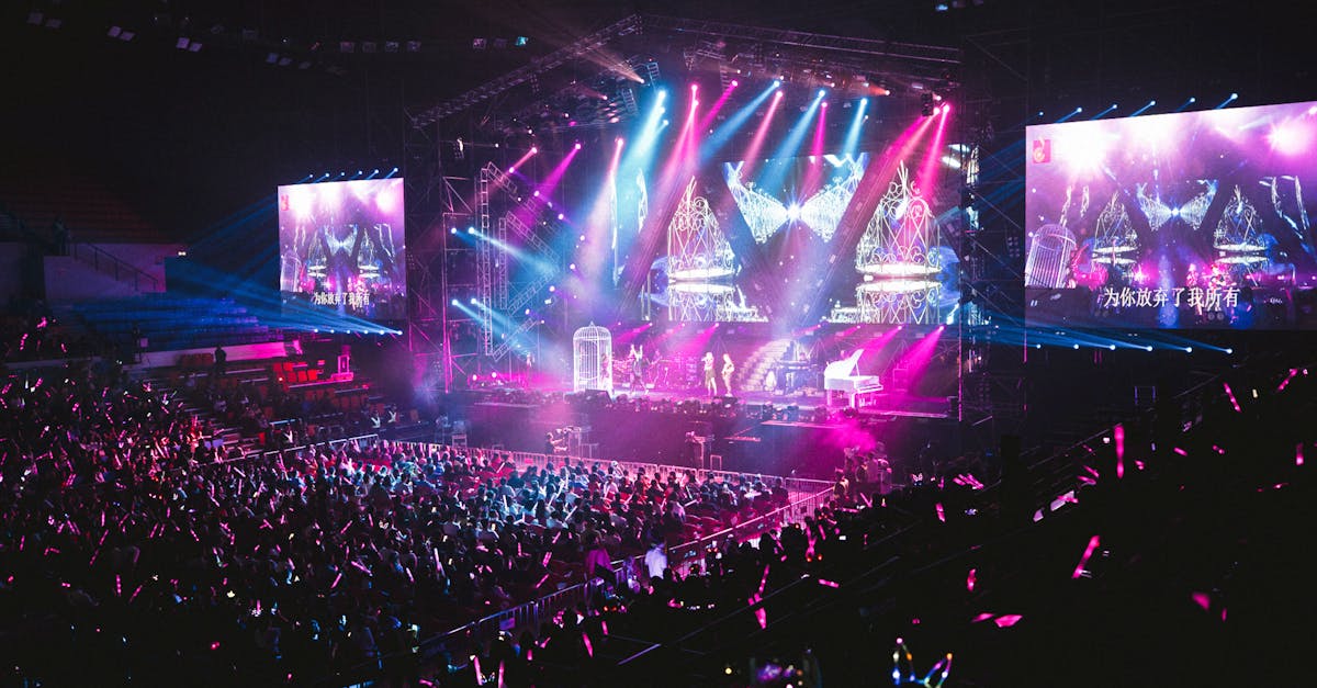 Colorful live concert with vibrant lighting, energetic crowd, and dynamic stage performance.